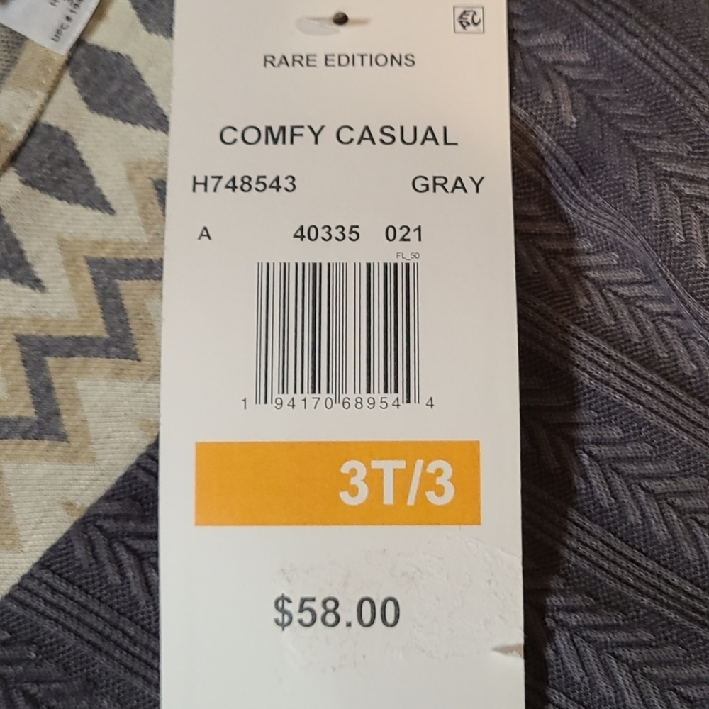 Rare Editions Stylish Comfy Casual Girls Dress - Gray/Cream NWT 3T/3 - Picture 4 of 12